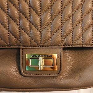NWOT Karl Lagerfeld Agyness Taupe Leather Handbag
